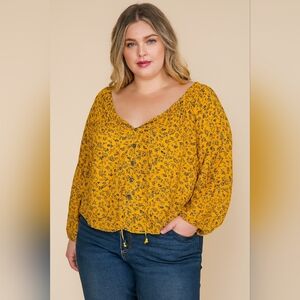 Jolt Boho  Peasant Blouse Yellow Festival Cottagecore Indie Light‎ Steampunk